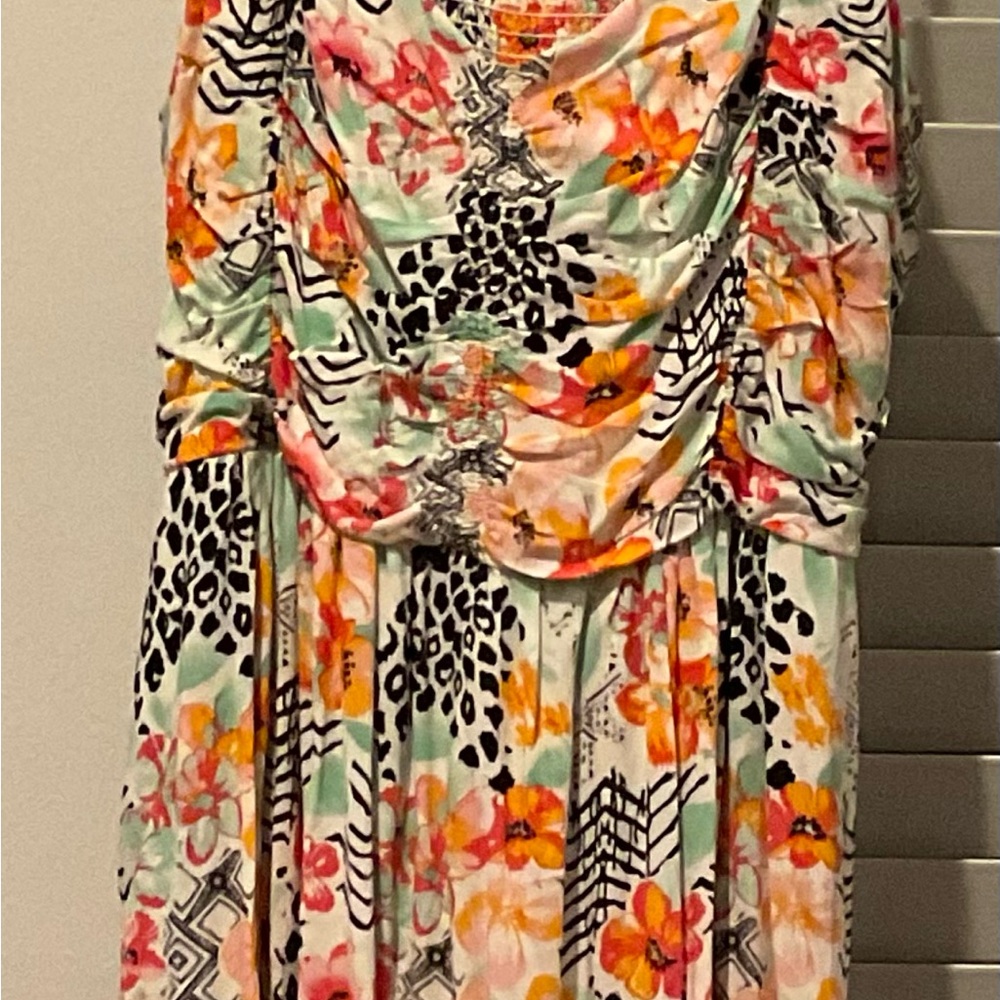 Floral Multi-Color Maxi Dress with Black Accents